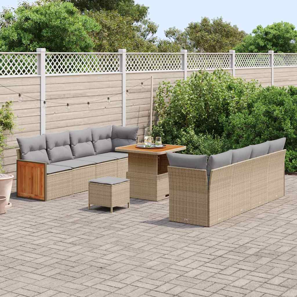 Garten-Sofa-Set 11 pcs Beige und Hellgrau 80 x 80 x 71 cm